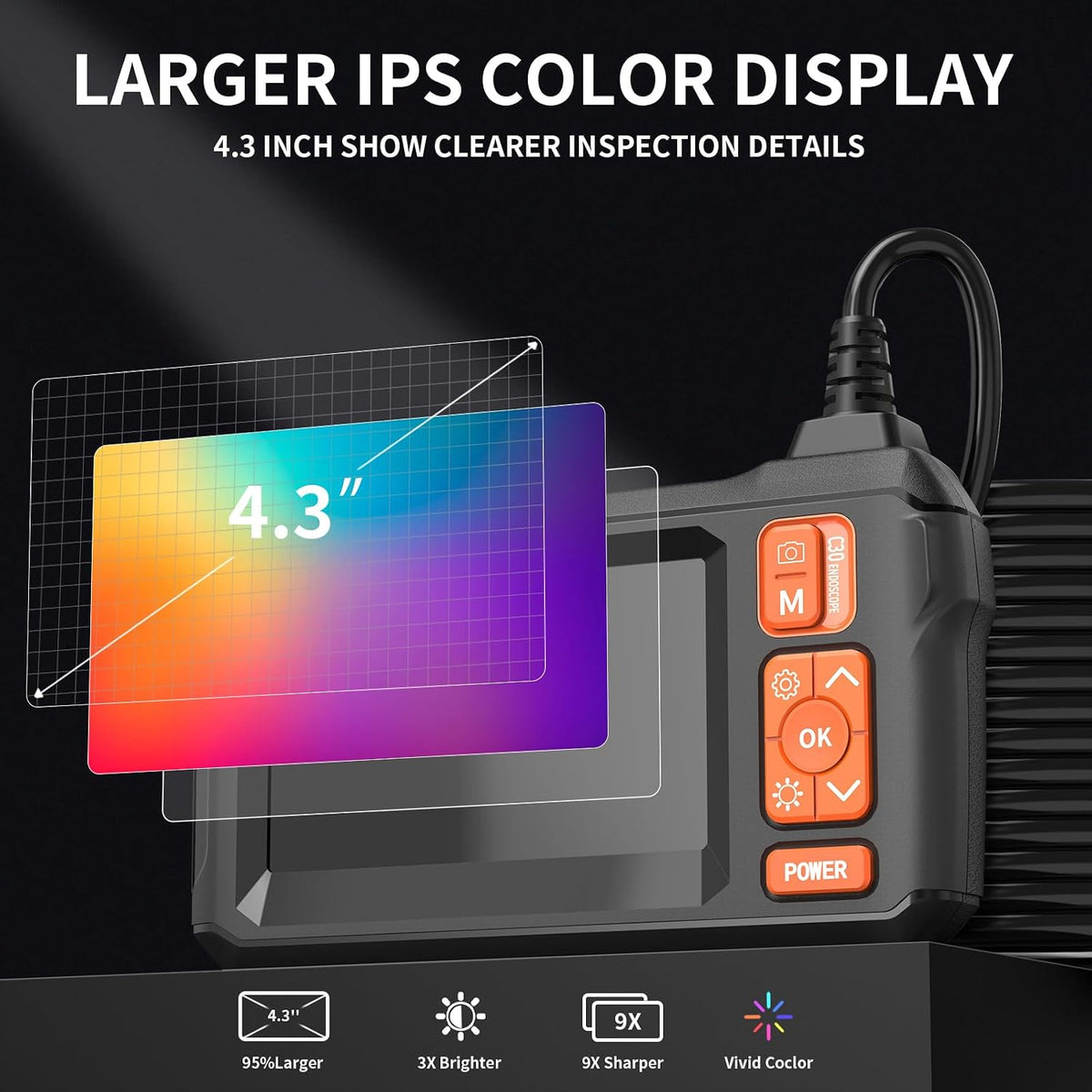 daxiongmao endoscope camera with light, 1080p hd dual-lens shown in use