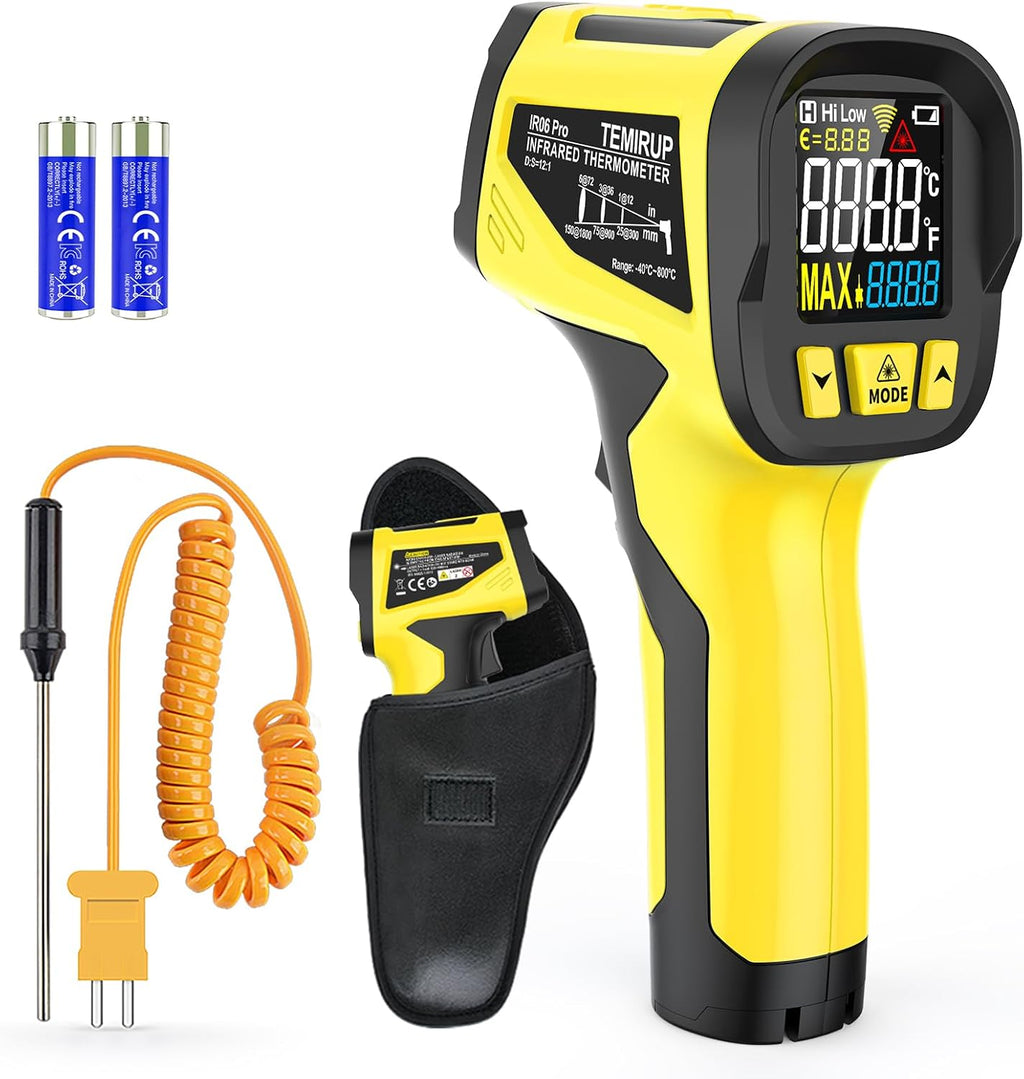 Infrared Thermometer Temperature Gun, TEMIRUP Non-Contact Digital IR Laser Temp