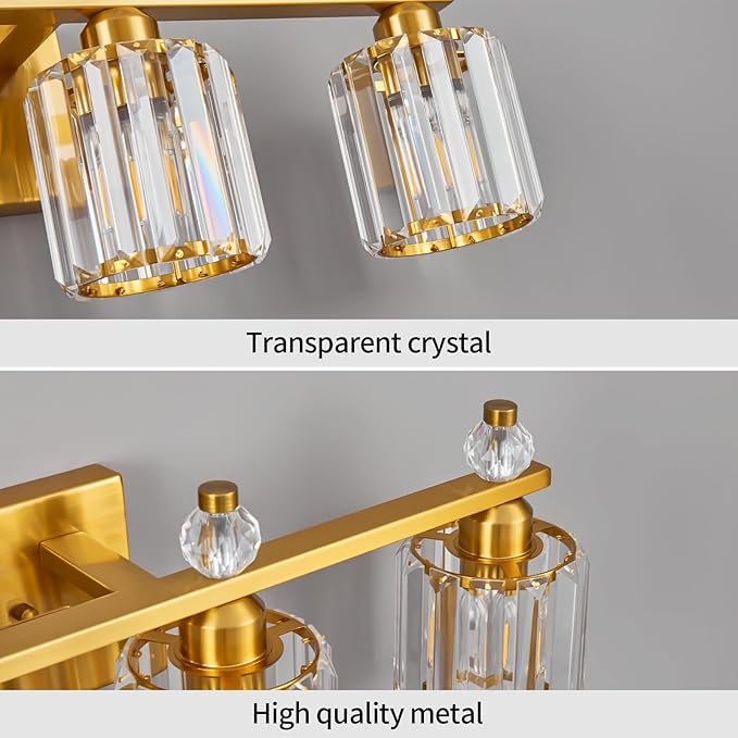 FDPBY Bathroom Vanity Lights 4-Light Gold Modern Crystal Vanity Light Fixtures