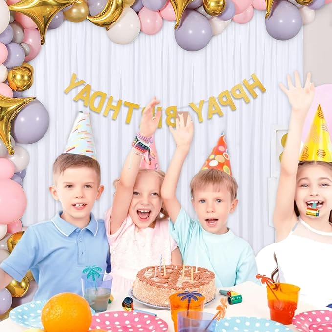 10 x 10 Feet White Backdrop Curtain for Partie, Background Curtains for Photoshoot, Birthday, Wedding, Christmas, Anniversary, Halloween Party Decorations 5Ft x 10Ft, 2 Panels
