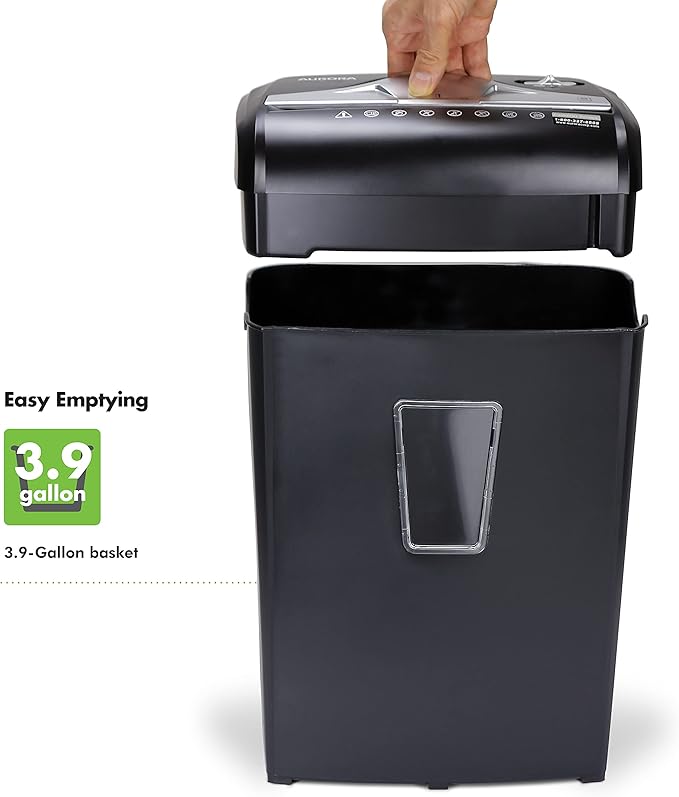 Aurora High-Security 8-Sheet Micro-Cut Paper Credit Card Shredder Black