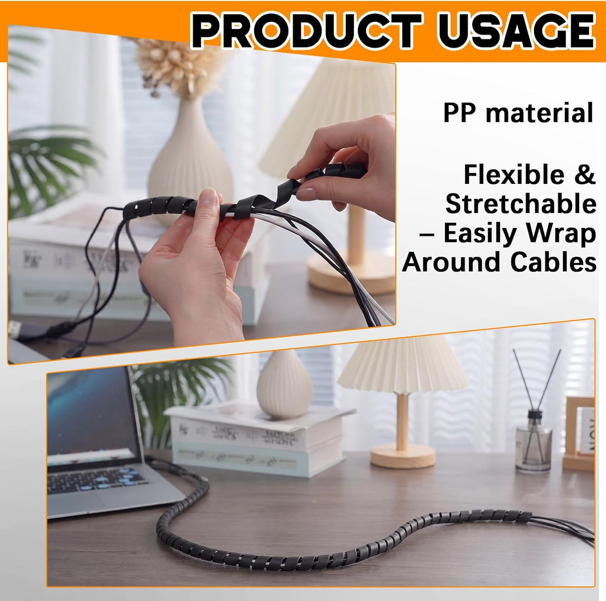 3 Pcs Spiral Wrap Cable Protector, Safe 1/4''+1/2''+3/8'' Od x 25' Pre Cut Lengths Hydraulic Hose Protector Wrap to Avoid Wear and Extend Life for Hydraulic Pneumatic Hoses(Black)