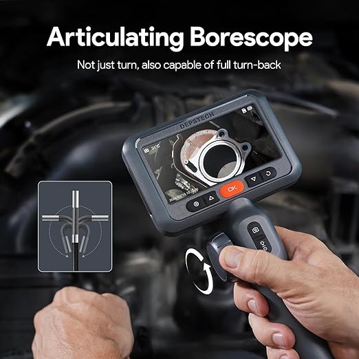 DEPSTECH 210° Two-Way Articulating Borescope, 0.24in Ultra-Slim Endoscope Camera