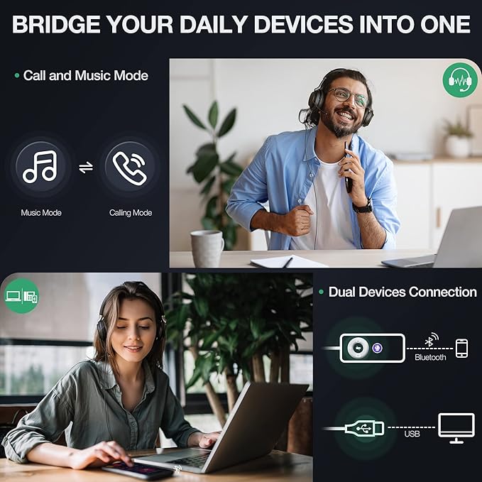 Yealink UH38 Bluetooth USB Wired Headset, Work Headset