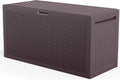 VINGLI 90 Gallon Lockable Durable Outdoor Storage Box, Brown