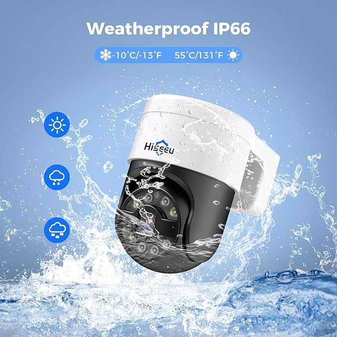 【Human Tracking+300°Pan 90°Tilt】 Hiseeu 4K PoE Security Camera System, Wired (8pcs)