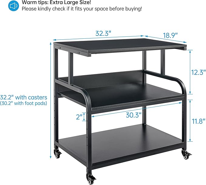 Fannova 32.3" x 18.9" Extra Large Printer Stand Table