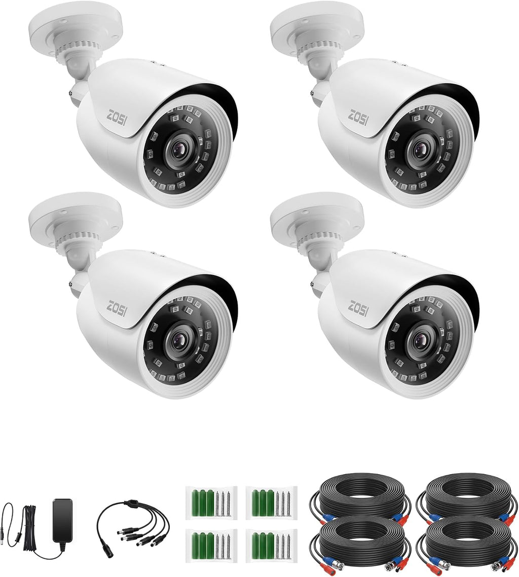 ZOSI 4 Pack HD-TVI 1920TVI 1080p Security Camera Outdoor Indoor
