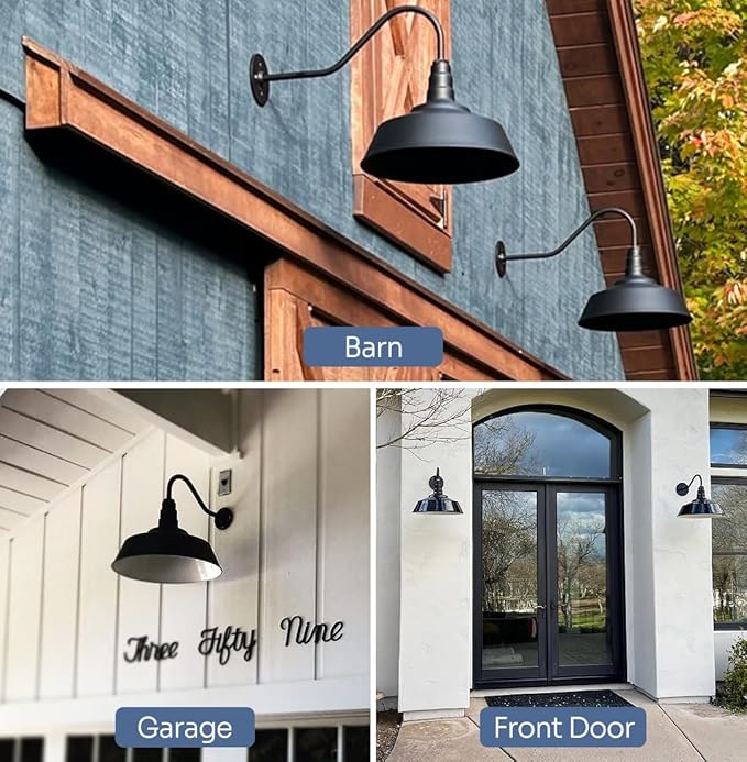 Steel Lighting Co. Large Outdoor Barn Light | Gooseneck Light Fixture | Made in