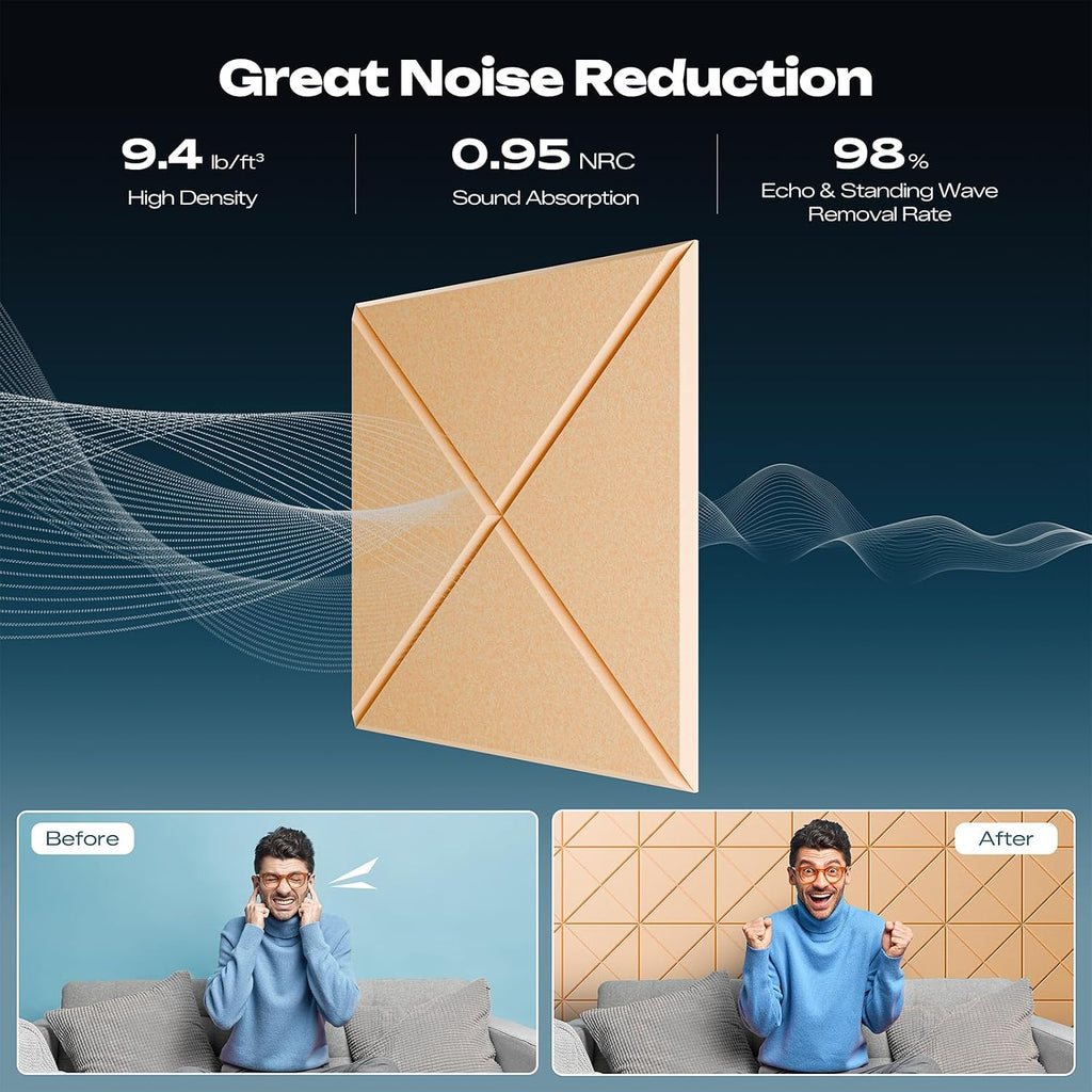 sonicism 22 pack x-lined acoustic panels, close-up detail