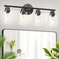 Guliaofo 4-Light Black Bathroom Light Fixtures, E26 Modern Vanity Lights