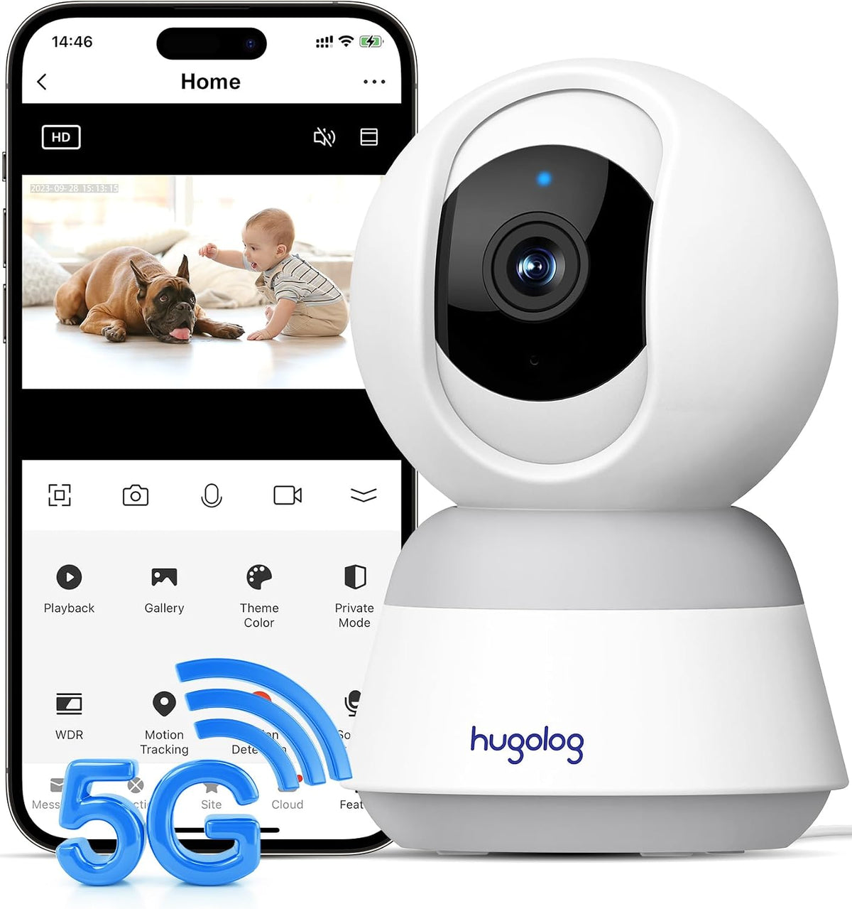 Hugolog 3K 5MP Indoor Pan/Tilt Security Camera