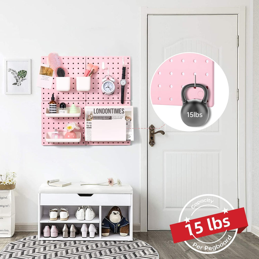 VUSIGN Peg Board Combination Kit 22"x22" Pegboards, Pink
