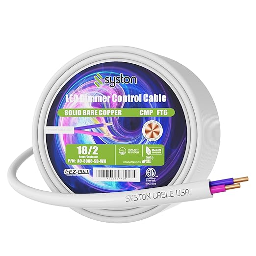 Syston Cable Technology 18/2 LED Lighting Dimmer Dimming Luminaire Control Wire