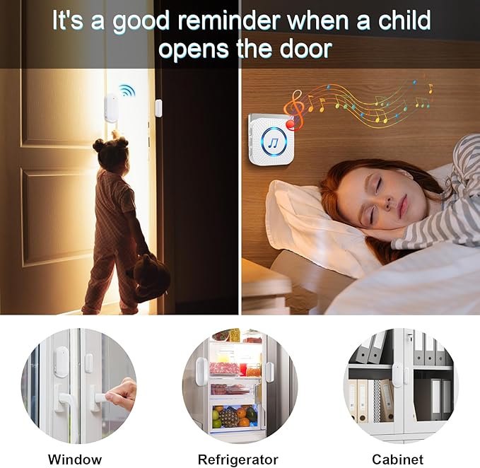 SanJie Door Sensor Chime for Door Opens， Door Entry Chime for