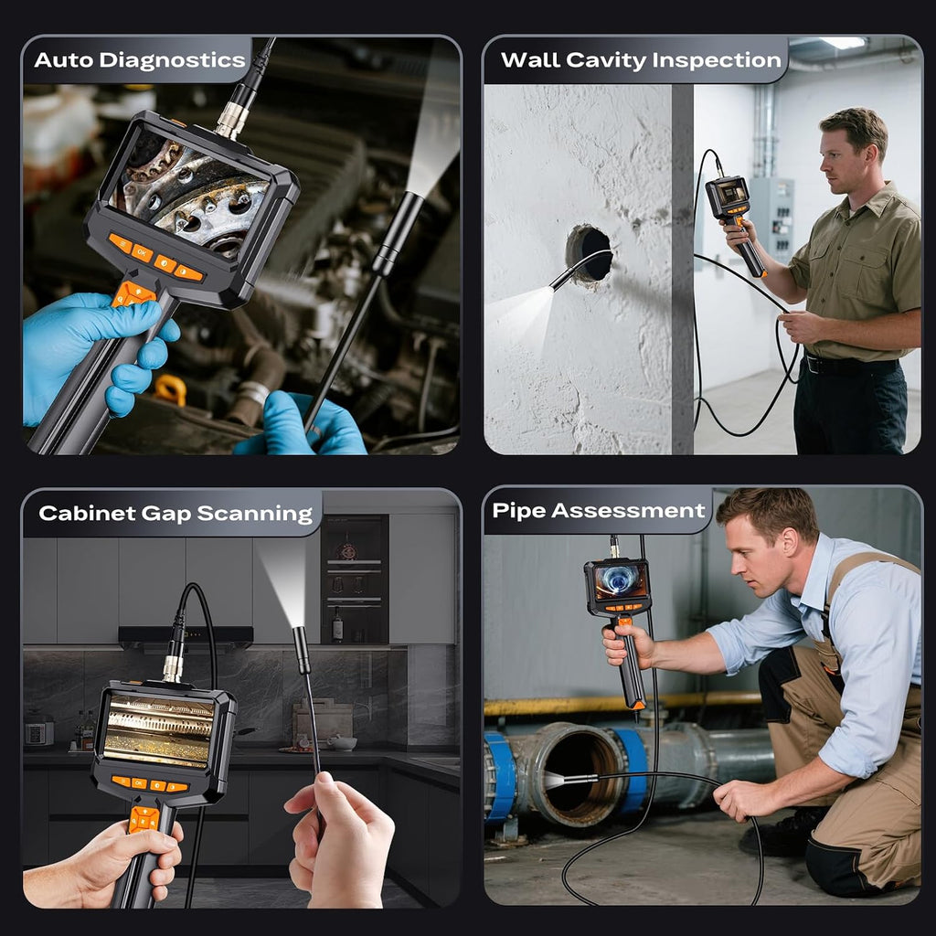 endoscope camera with light, handheld borescope, 4.3" ips, view 10