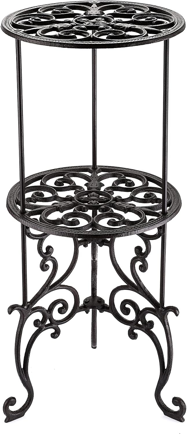 OwnMy Cast Iron Plant Stand Indoor Outdoor Wrought Iron Flower Pot Holder