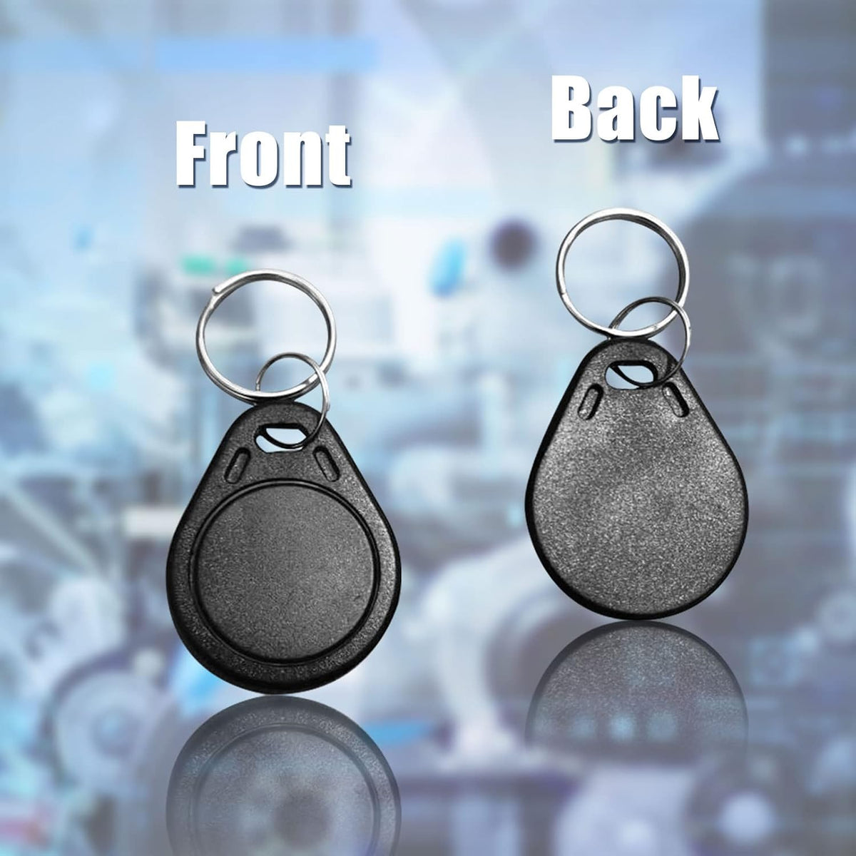 rfid key fobs 125khz 50 pcs, t5577 proximity, close-up detail