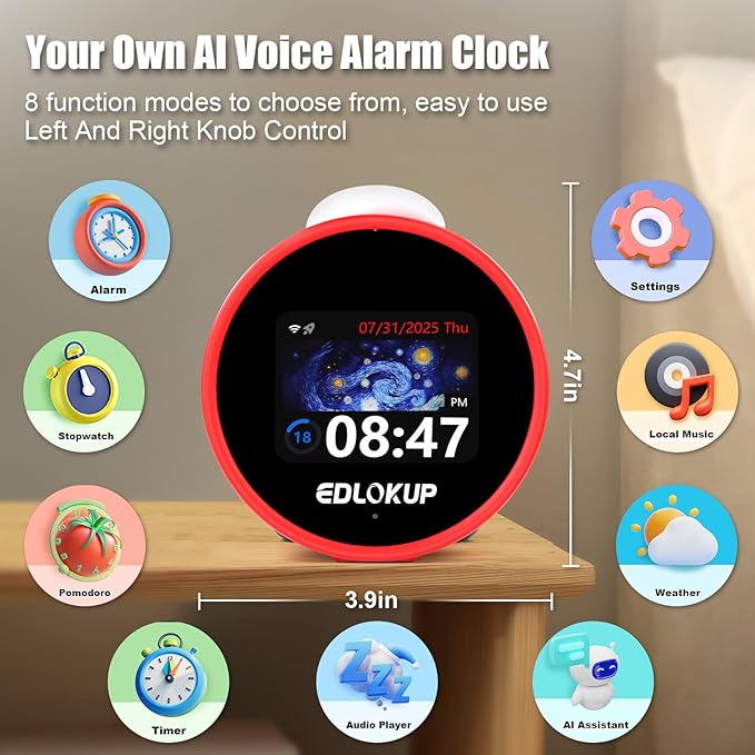 Smart Alarm Clock for Kids, AI Voice Assistant Clock