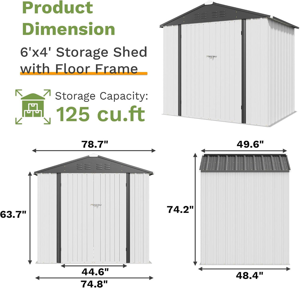 patiowell 6x4 ft outdoor storage shed with floor shown in use