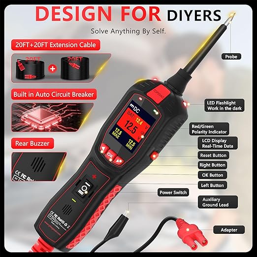 Electrical Tester for 6V-30V Cars, Short Circuit Breaker Finder Tool,