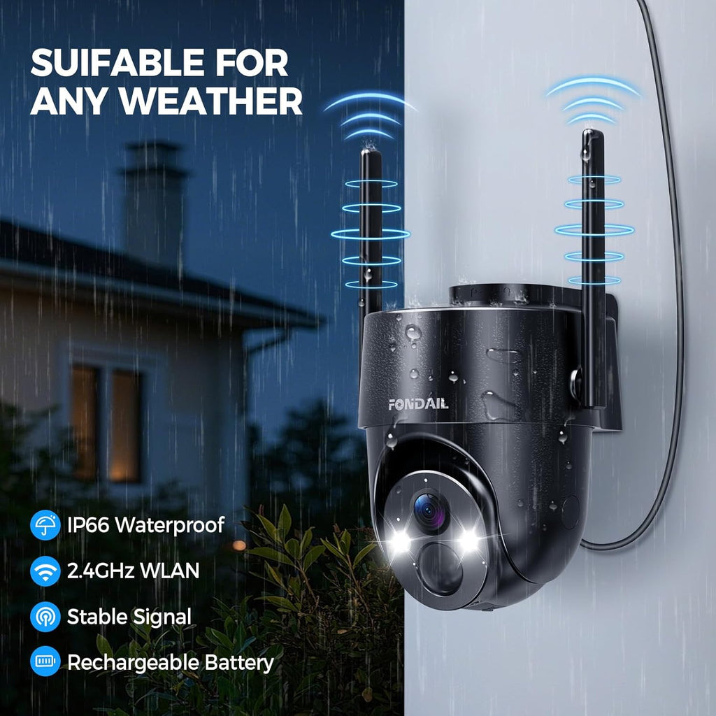 Solar Security Cameras Wireless Outdoor, 2K 360° View WiFi 3MP Security Cam