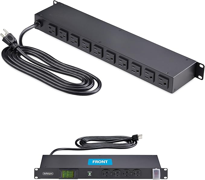 StarTech.com 16-Outlet Horizontal Rack Mount Metered PDU, 1U Server Power Strip