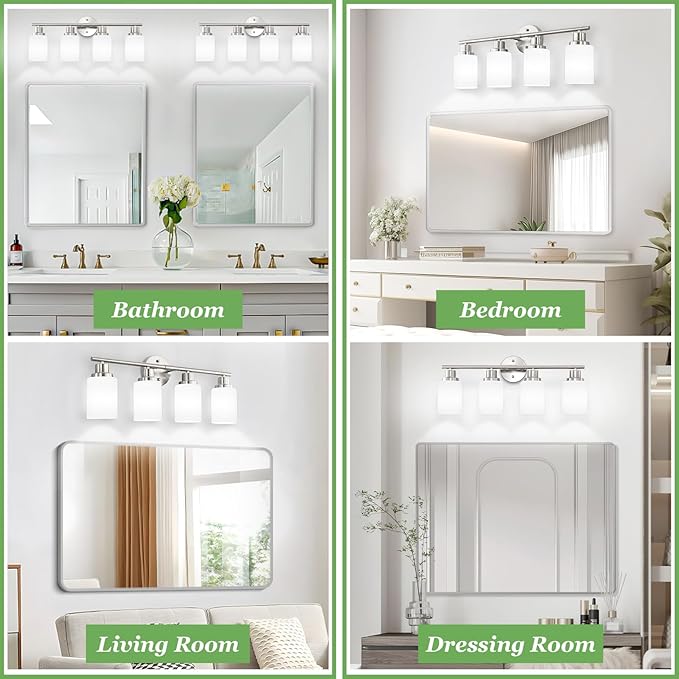 Guliaofo 4-Light Brushed Nickel Vanity Lights