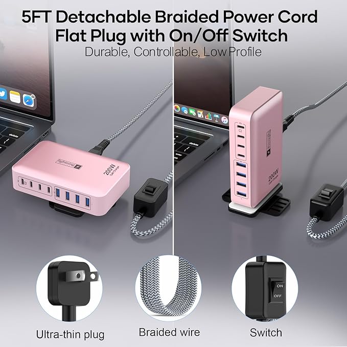 8-Port USB C Fast Charger Block 200W