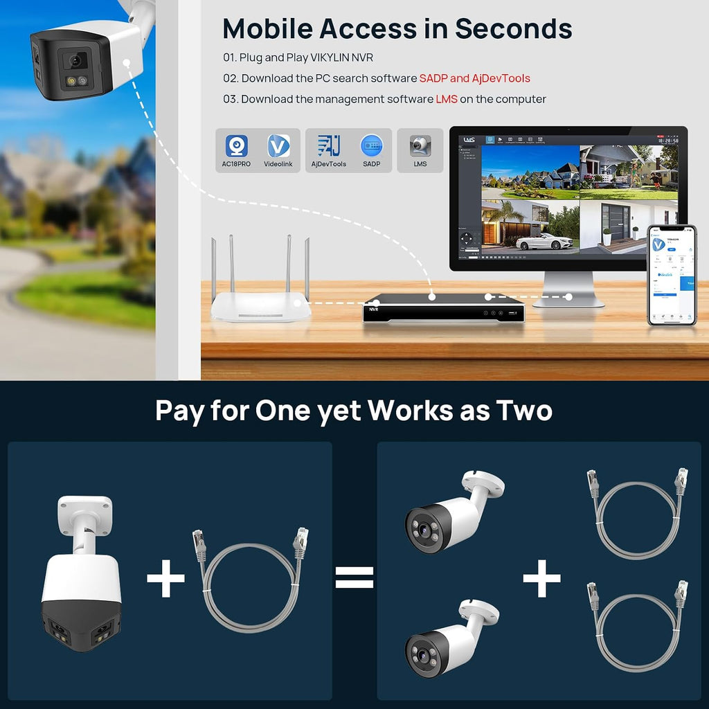 panoeagle 4mp dual lens poe ip security camera on a desk or shelf