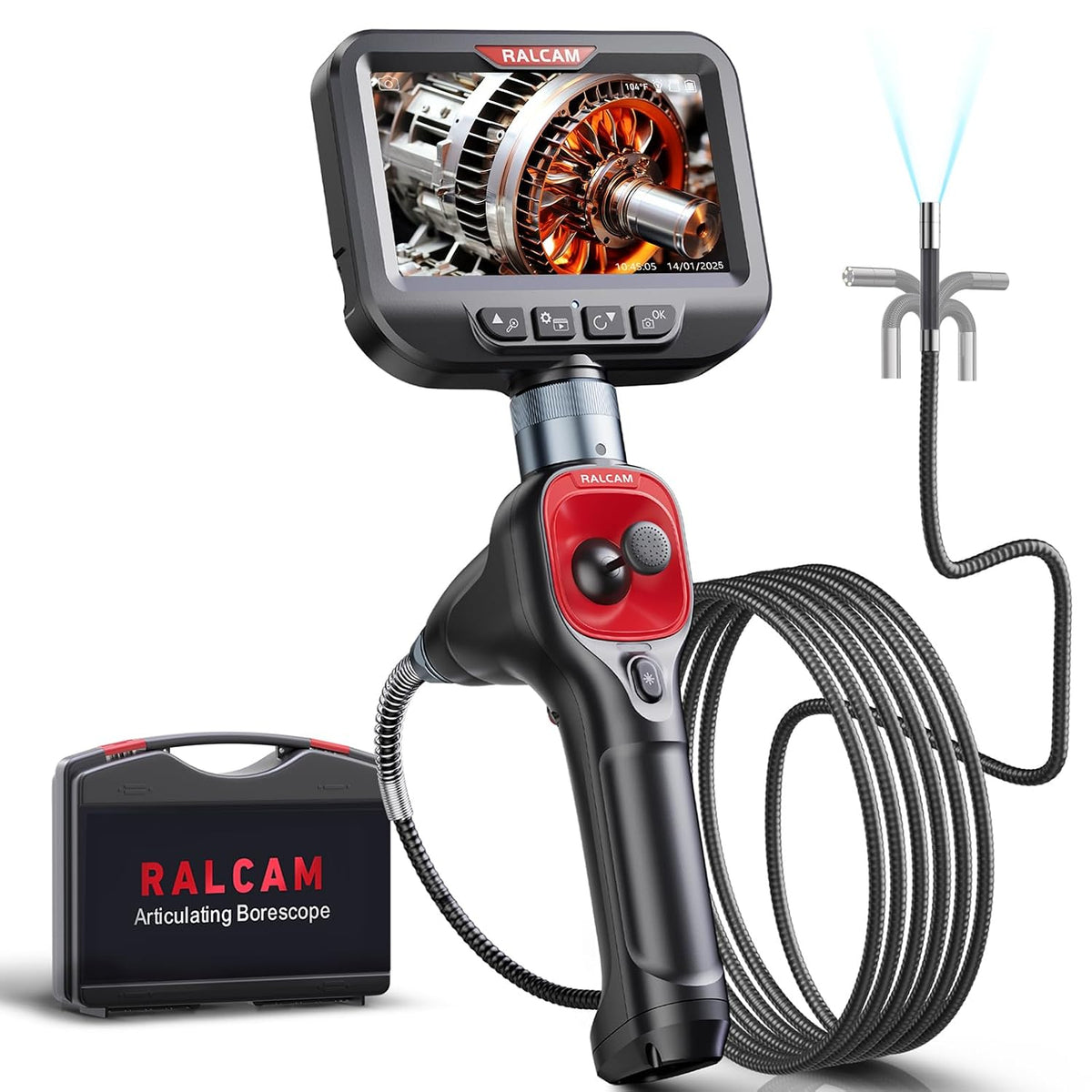 Ralcam 360° Articulating Borescope, 6.2mm/0.24in Slim Probe