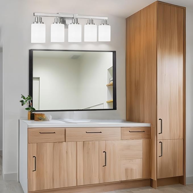 DIKAIDA 5-Light Bathroom Light Fixtures, Modern Bathroom Wall Lights Over Mirror