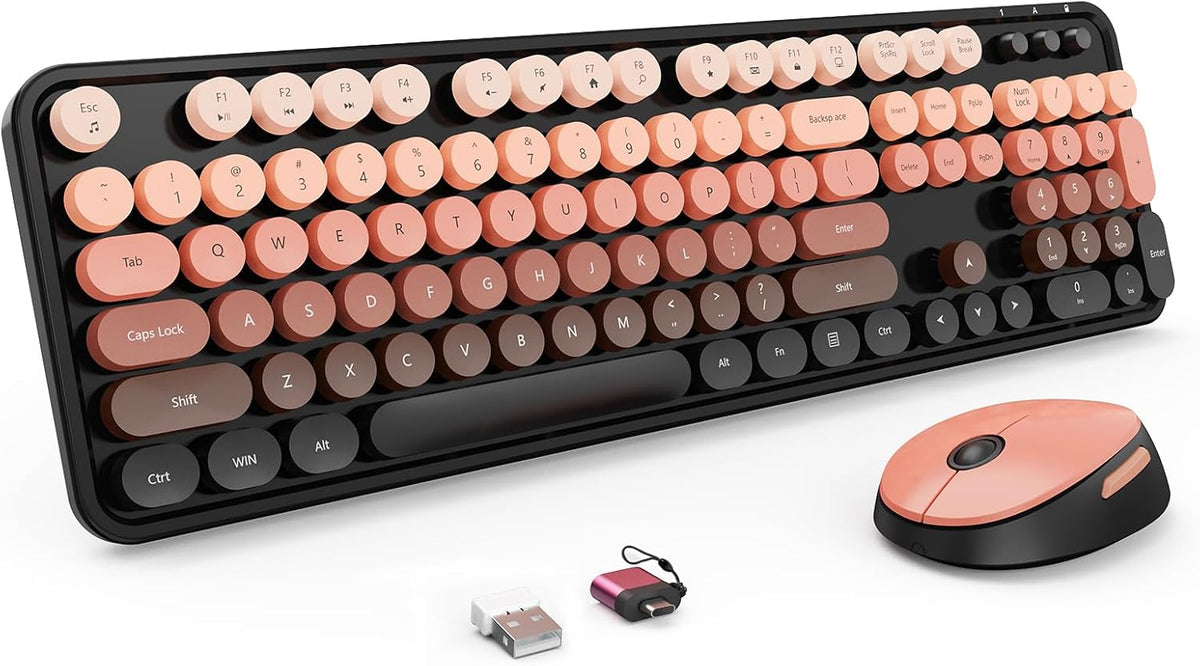Nowlike Wireless Keyboard and Mouse Combo, Retro Typewriter Keyboard