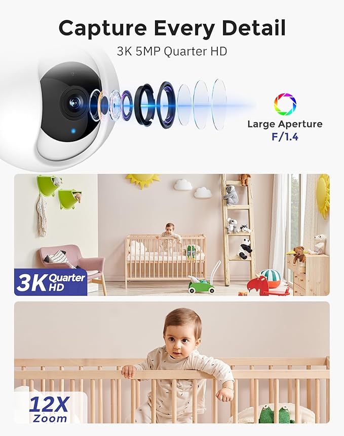Hugolog 3K 5MP Indoor Pan/Tilt Security Camera (2pcs)