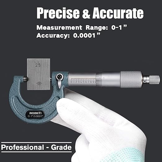 REXBETI 4Pcs Outside Micrometer Set, 0-4" Machinist Micrometer, Ultra-Precision
