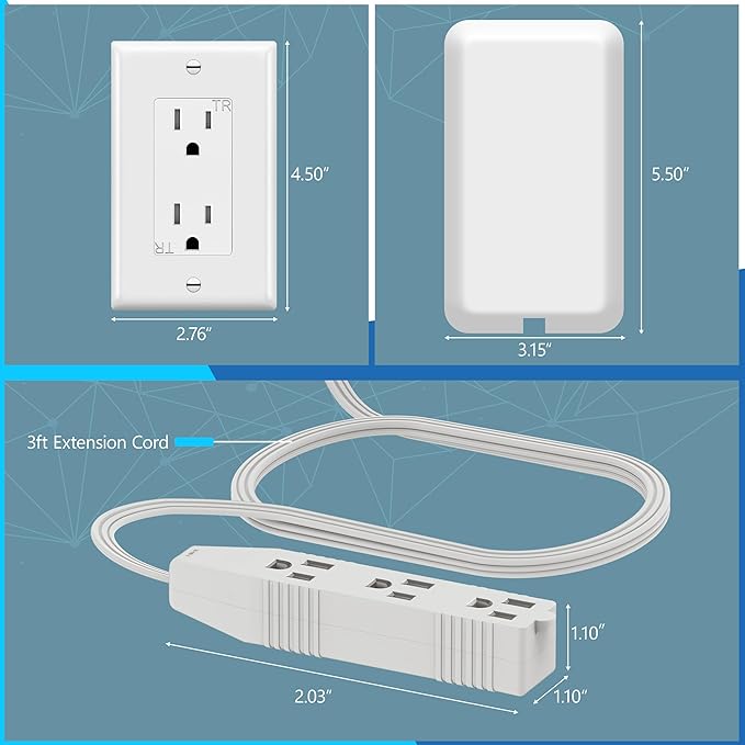 LIDER Flat-Face Outlet Extender (3-Pack)