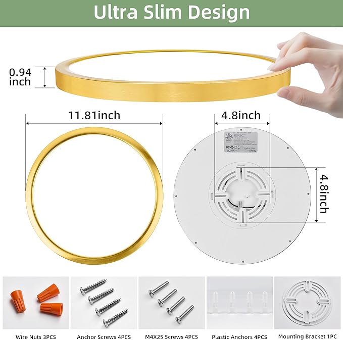 hykolity 12 Inch Selectable CCT LED Round Flat Panel Light, 24W (2 Pack)