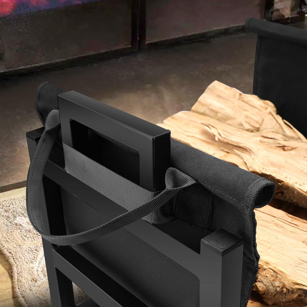 mofeez firewood rack log holder indoor with wood, close-up detail