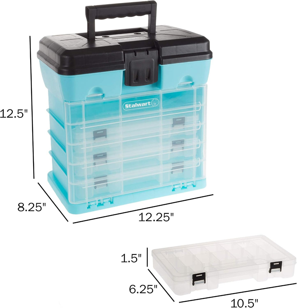 stalwart small parts organizer box, light blue, 10-inch shown in use