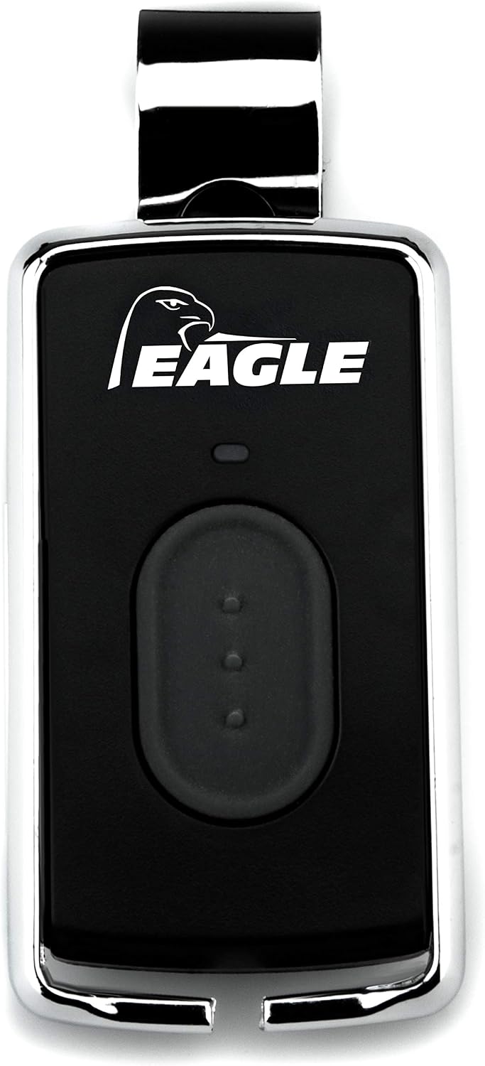 eagle chrome series 1 button visor remote/transmitter eg642, close-up detail