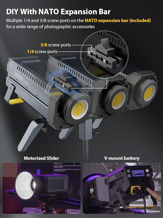 Video Light, COLBOR CL330 330W Continuous Lighting 2700-6500K Bi-Color CRI96+ 65