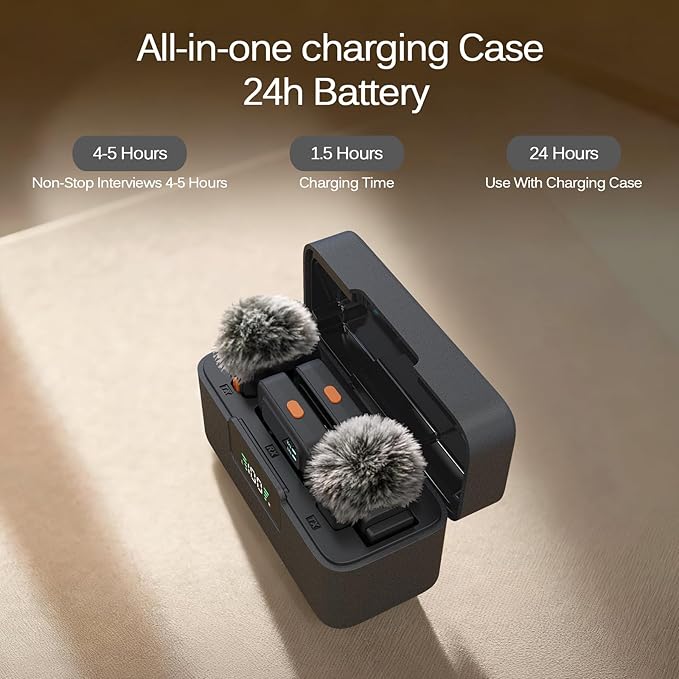 LIZHUZHONG Ai Mini Mic Wireless Lavalier Microphone System, Magnetic & Clip-On