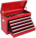 Winado 24" Metal Portable Tool Box with 5 Drawers, Lockable, Red