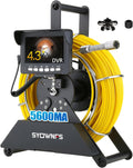 Sewer Camera 100ft/30m,Drain Camera with 12pcs Light, 4.3" Screen,DVR 32GB,IP68 Waterproof Endoscope,5600mAh,Plumbing Pipe Inspection Camera for Drain & Sewer Inspection