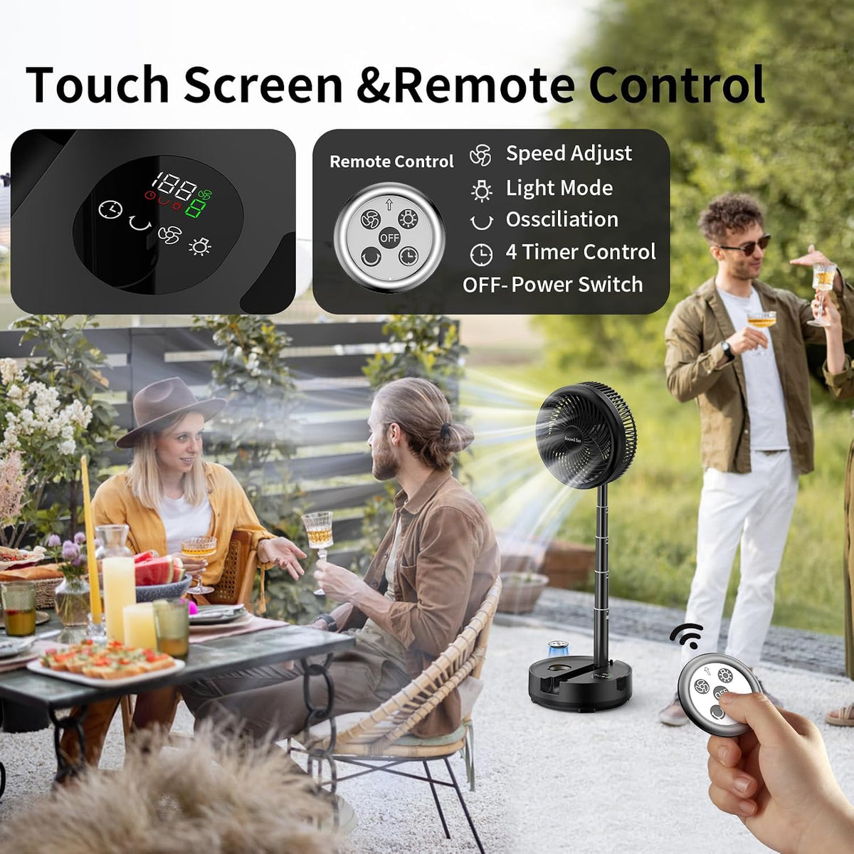 socool 40000mah portable fan foldable battery rechargeable on a desk or shelf