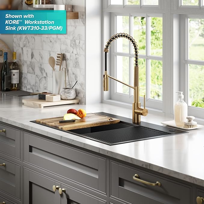KRAUS Oletto Commercial Style Single Handle Pull Down Kitchen Faucet