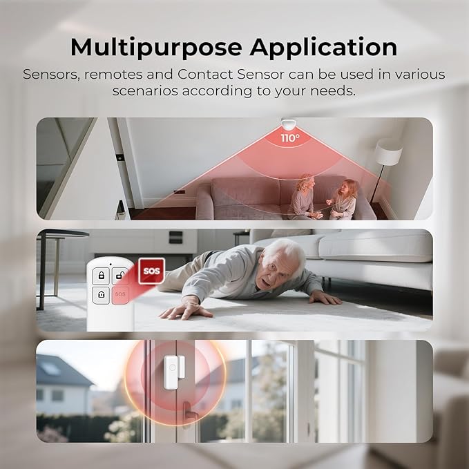Hapippofa Alarm System for Home Security, WiFi/4G Home Alarm System (8-Piece)