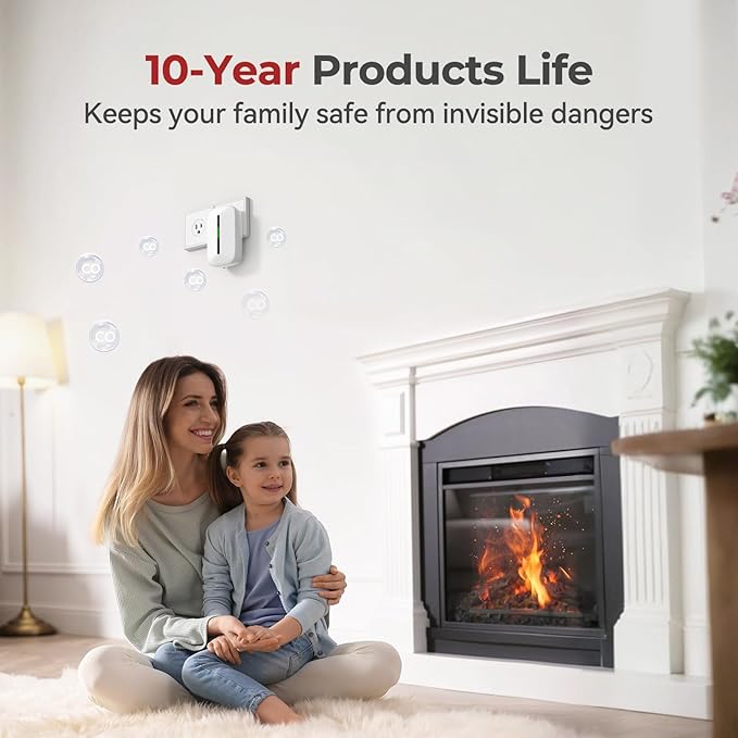 Siterlink Carbon Monoxide Detectors Plug in, 10 Year Replaceable Battery