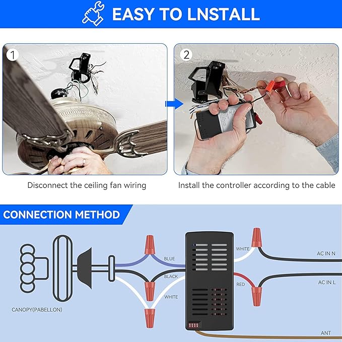 Universal Ceiling Fan Remote Control Kit, 3-Speed Fan and Dimmer Light Control