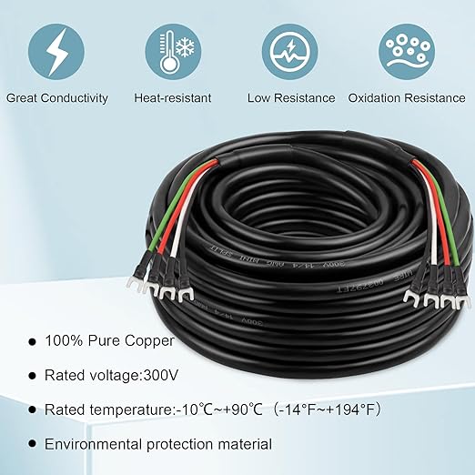 MOOKEERF 14/4 AWG Mini-Split Cable - 150FT 14 AWG 4 Conductor Control Cable
